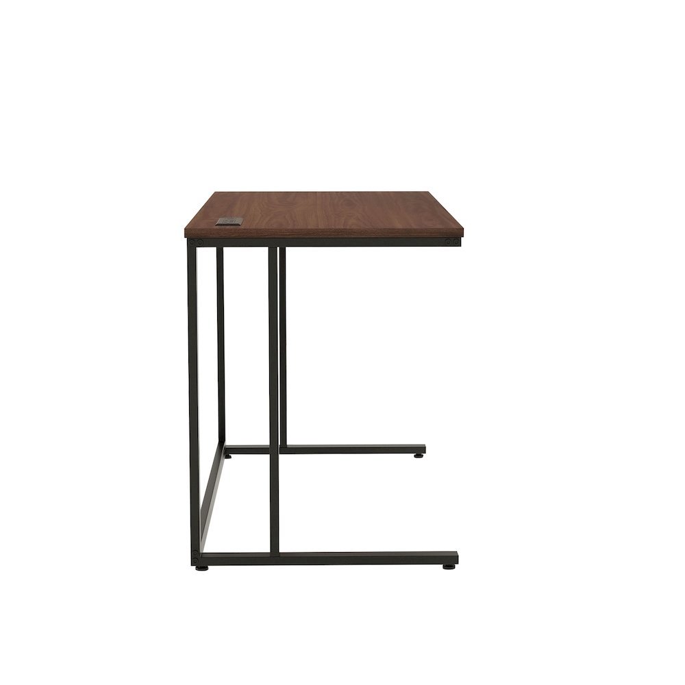 Black Writing Desk – Metal Computer Desk With USB and Power Outlets