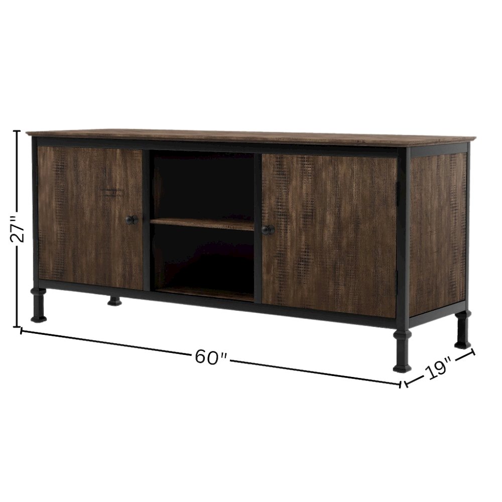 Brown Industrial TV Stand – 60 Inch Wide Entertainment Center For Living Room