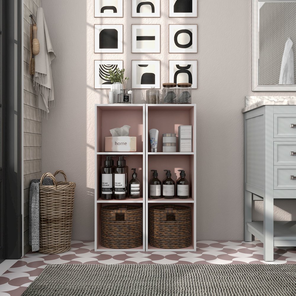 Seni Stackable Wood 3-Cube Bookcase