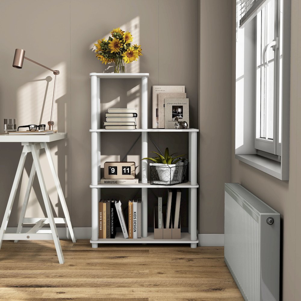 Seni 3-Tier 27-Inch Shelves Wood Open Bookcase