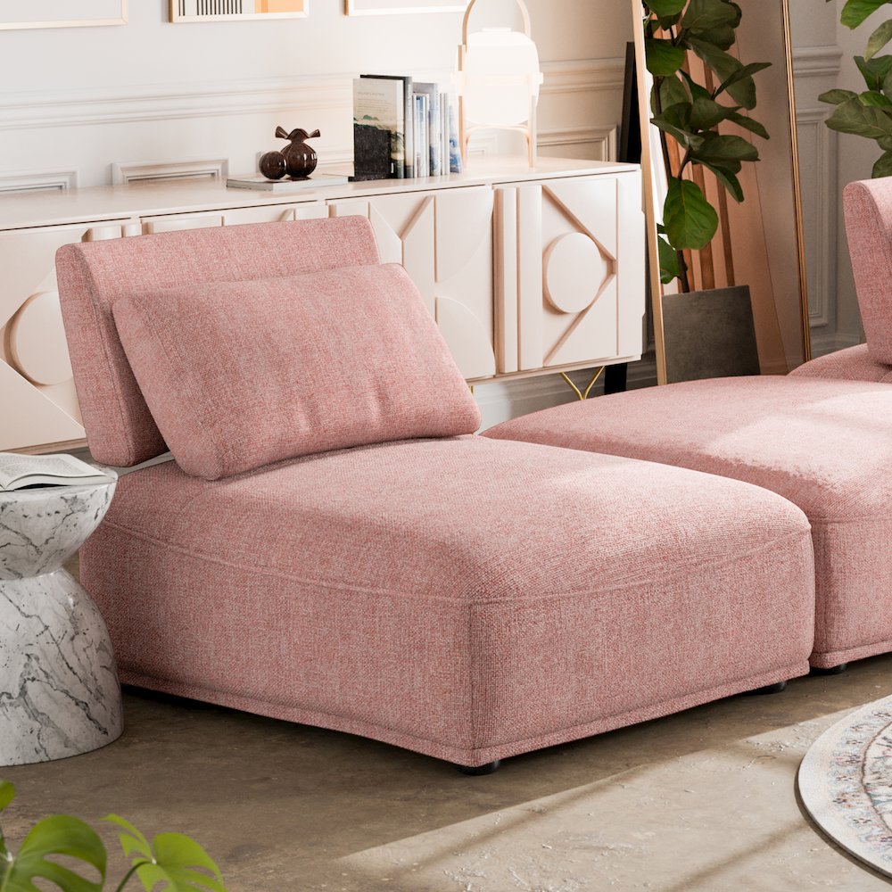 Tatiana Modern Chenille Modular Armless Chair with Adjustable Backrest