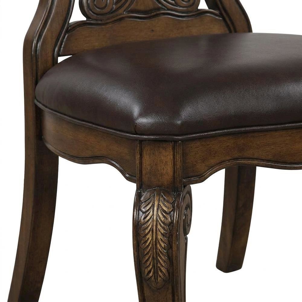 Dark Brown Upholstered Dining Side Chair Set with Cushioned Seat