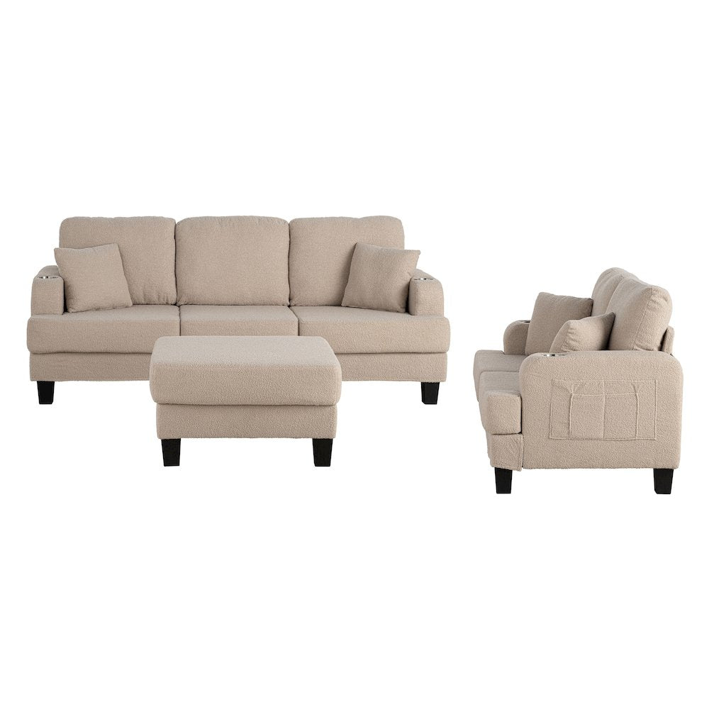 Viafora 3-Piece Boucle Sofa Set