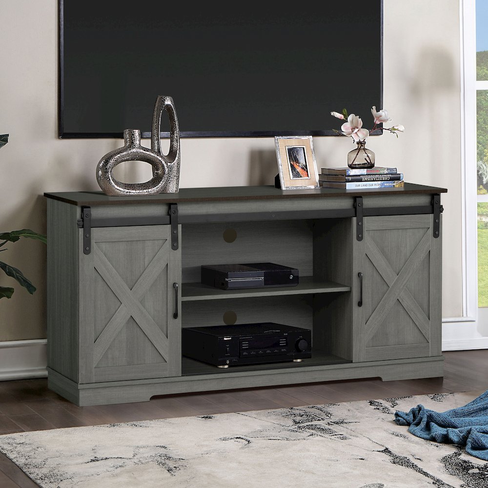Gaia Farmhouse Wood TV Stand for TV's up to 56-inch in Grey