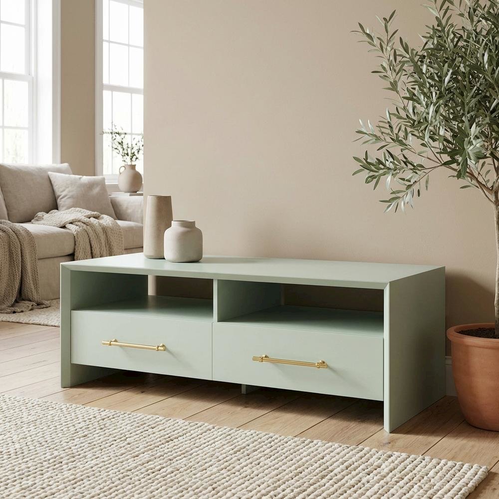 Verdant Wood Coffee Table with 2 Drawers and 2 Shelves MDF Particle Board