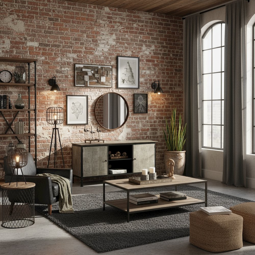 Gray Industrial TV Stand – 60 Inch Wide Entertainment Center For Living Room