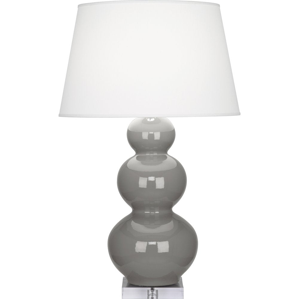 Smokey Taupe Triple Gourd Table Lamp in Smoky Taupe Glazed Ceramic Color