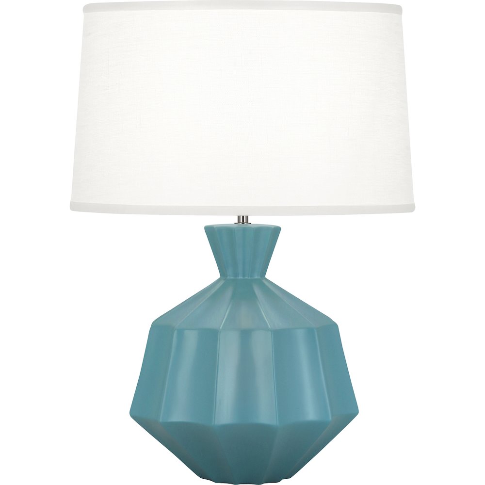 Matte Steel Blue Orion Table Lamp in Matte Steel Blue Glazed Ceramic Color