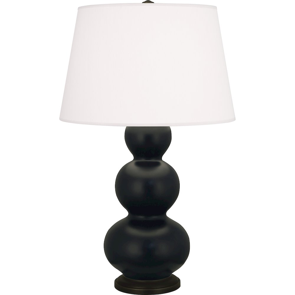 Matte Obsidian Triple Gourd Table Lamp in Matte Obsidian Glazed Ceramic Color