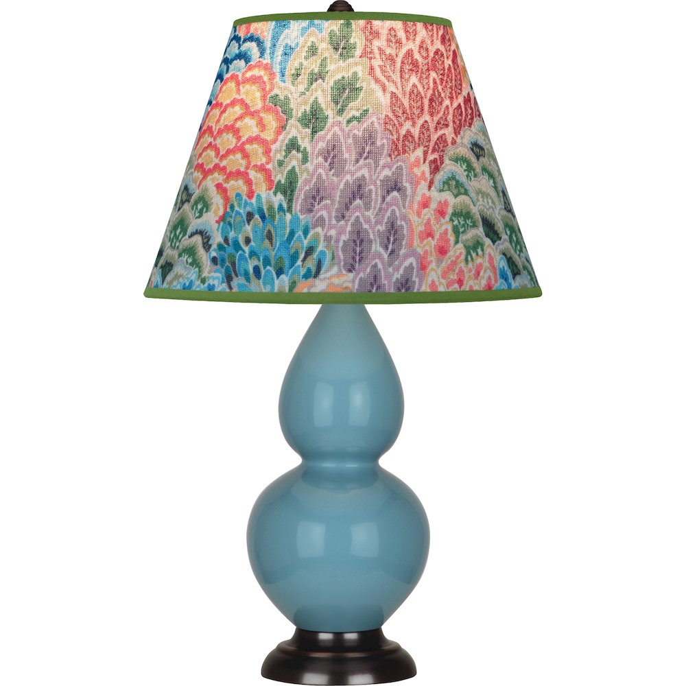 Steel Blue Small Double Gourd Accent Lamp in Steel Blue Glazed Ceramic Color