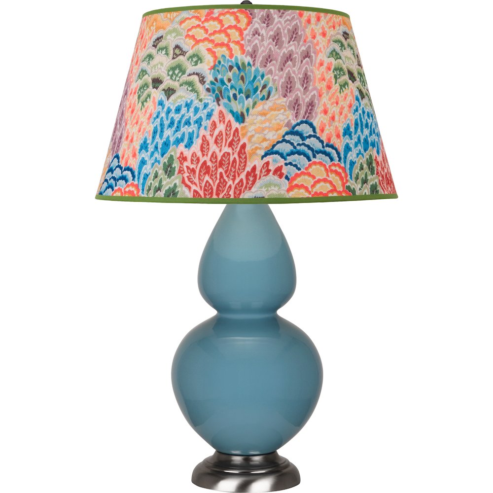 Steel Blue Double Gourd Table Lamp in Steel Blue Glazed Ceramic Color