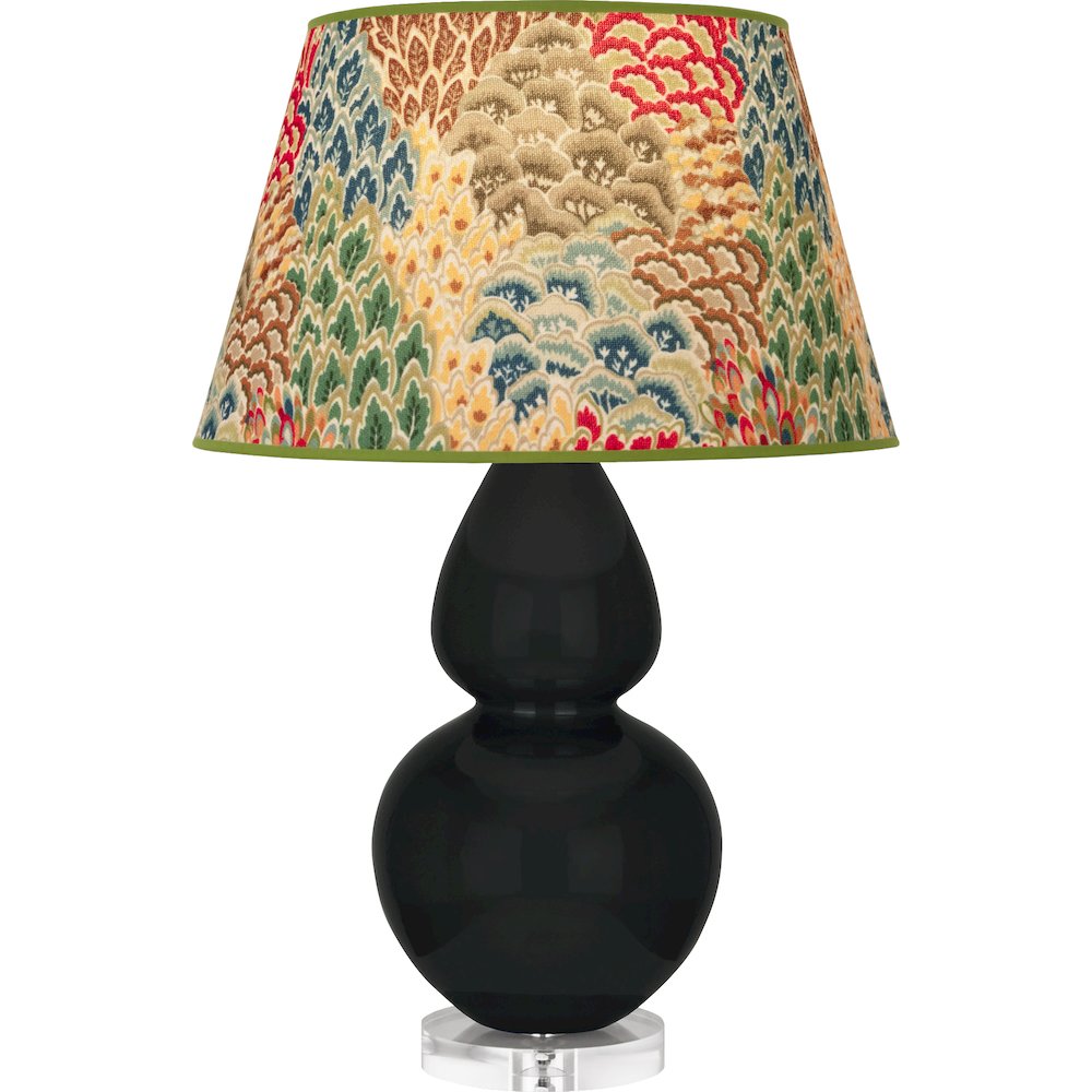 Obsidian Double Gourd Table Lamp in Obsidian Glazed Ceramic Color
