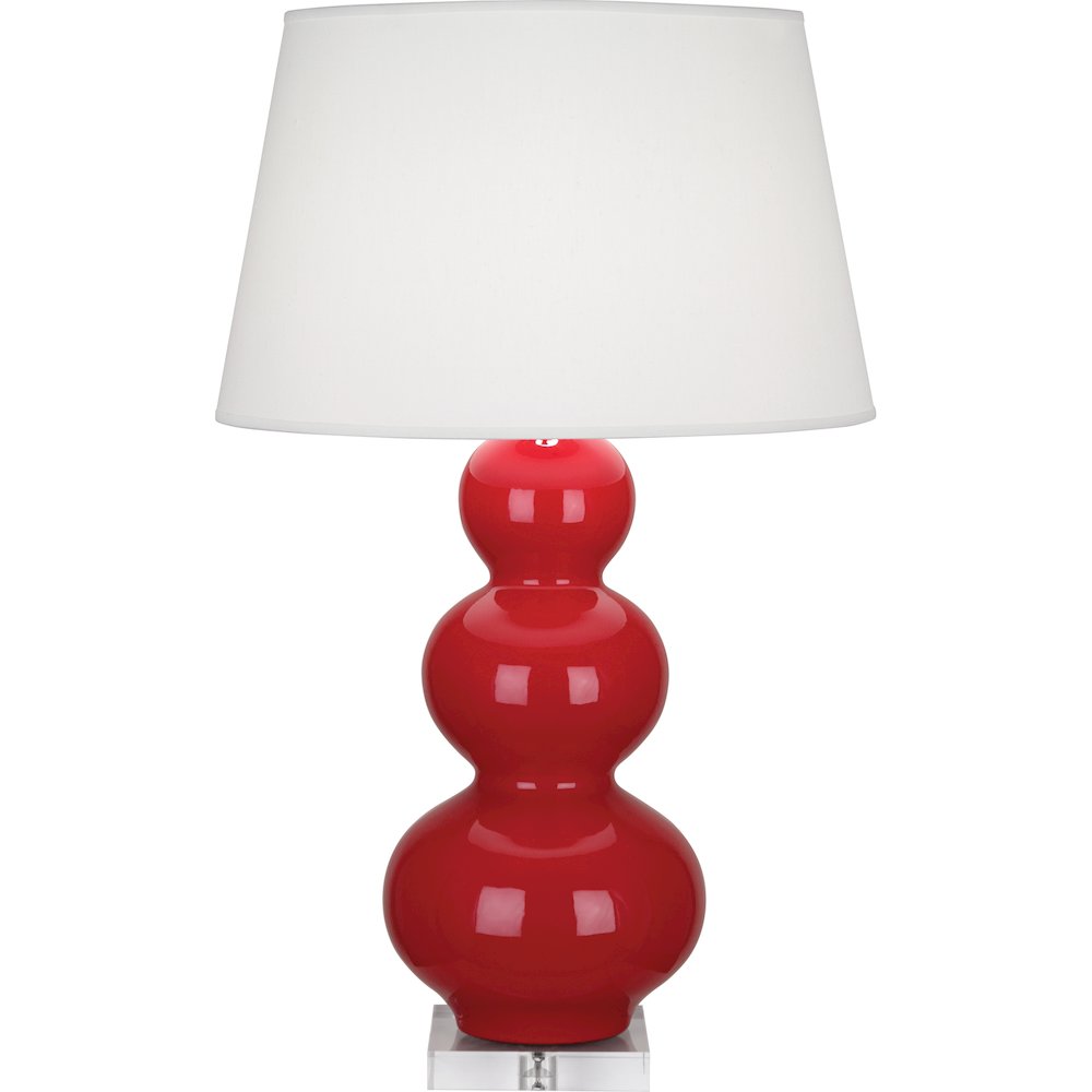 Ruby Red Triple Gourd Table Lamp in Ruby Red Glazed Ceramic Color