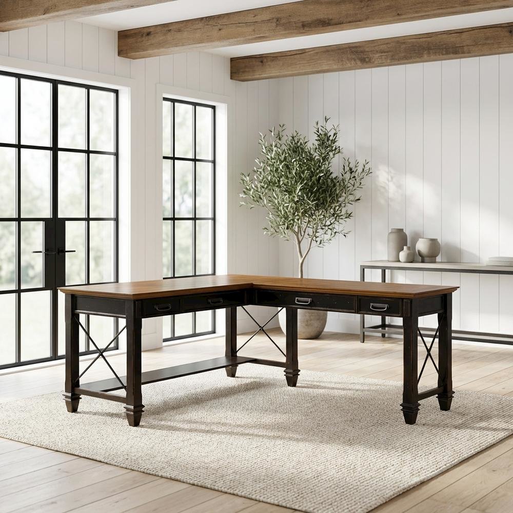 L-Shaped Wood Office Desk With Return, Modern Workspace Solution