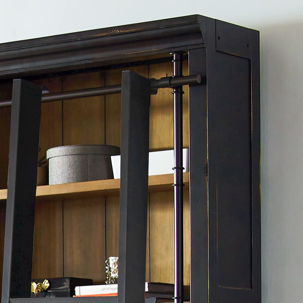 Toulouse Three 8' Tall Bookcase Wall With Ladder, Storage