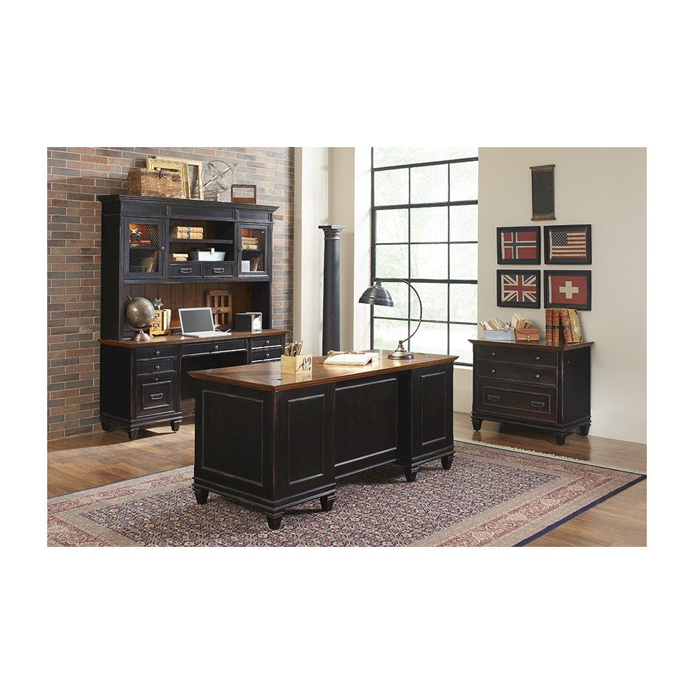Hartford Wood Double Pedestal Desk, Black