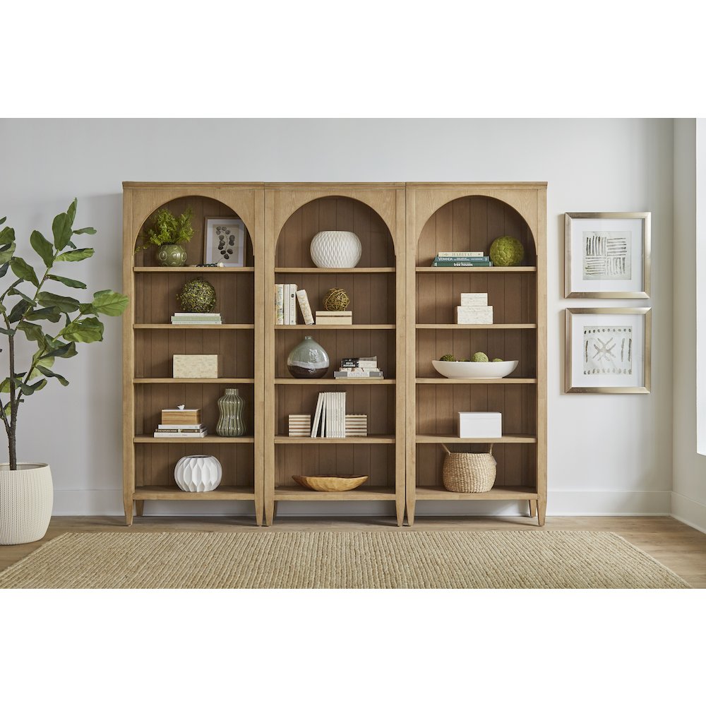 Laurel Modern Wood Open Bookcase Wall, Light Brown
