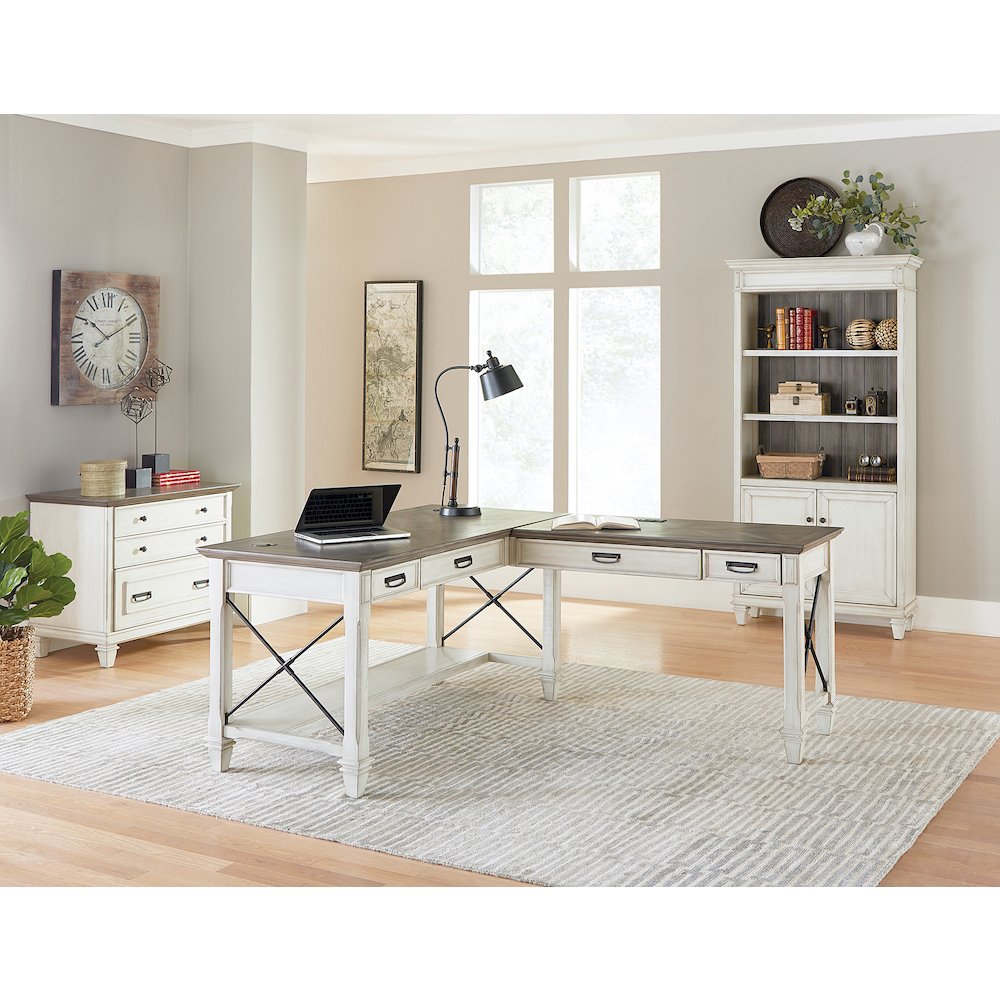 Hartford Wood Open L-Desk and Return, Writing Table and Return