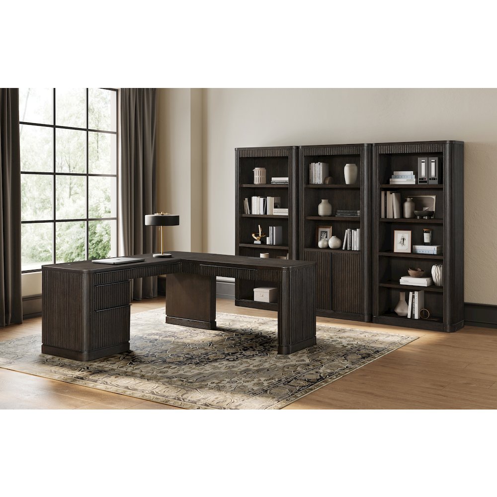 Tulane Executive Bookcase With Doors, Brown