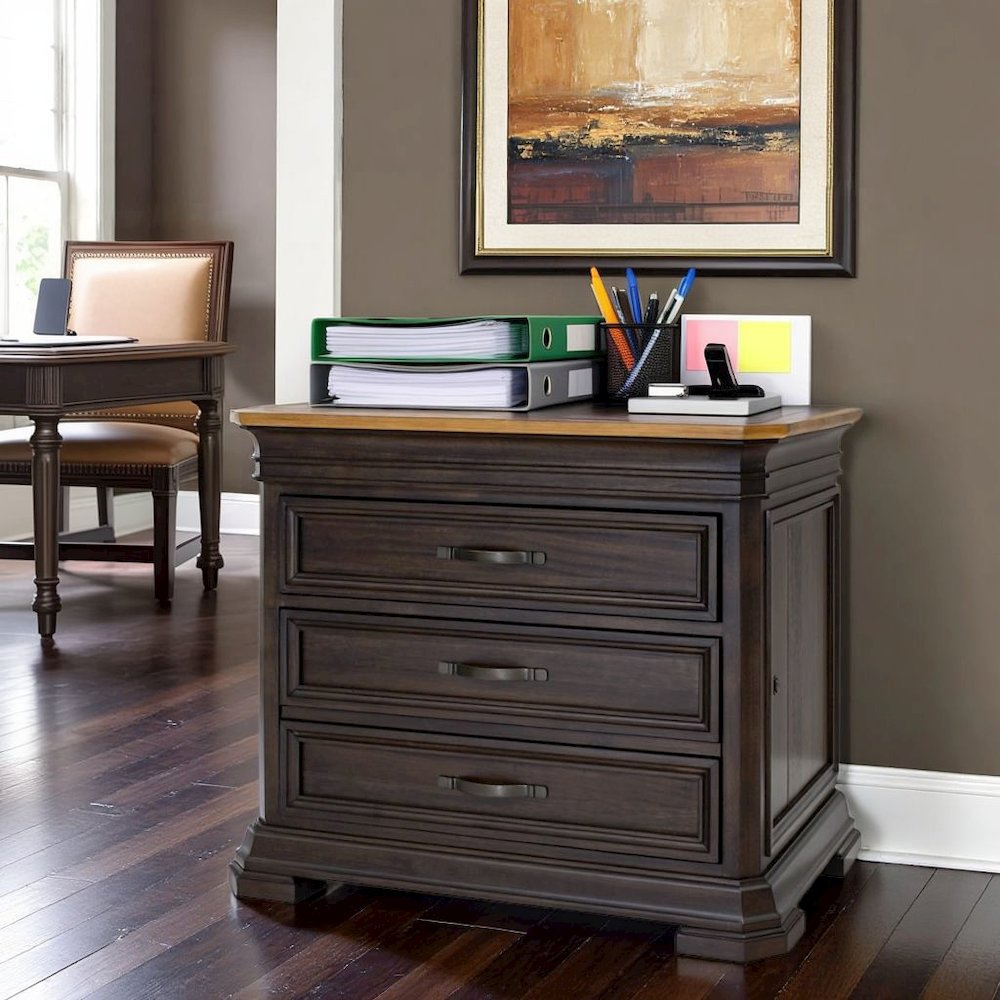 Wood Filing Cabinet with Drawers, Decorative Wooden Filing Cabinet