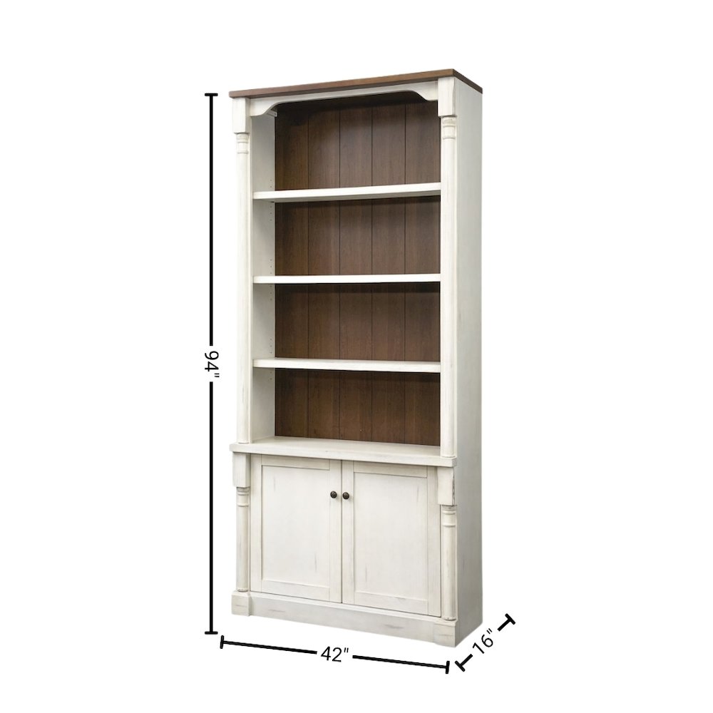 Tall Bookshelf With Doors – White Wood Bookcase With Storage Shelving