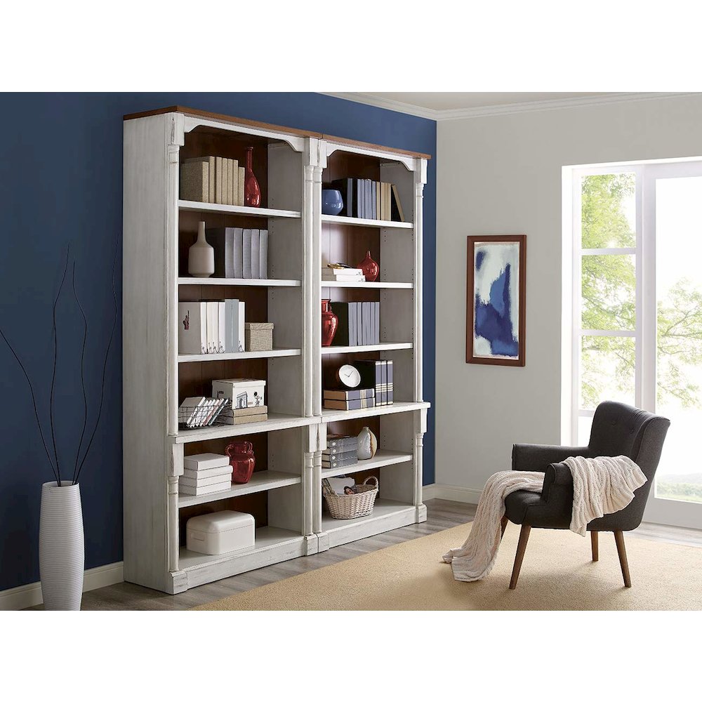 Durham Two Rustic Open 8' Wood Bookcase, White