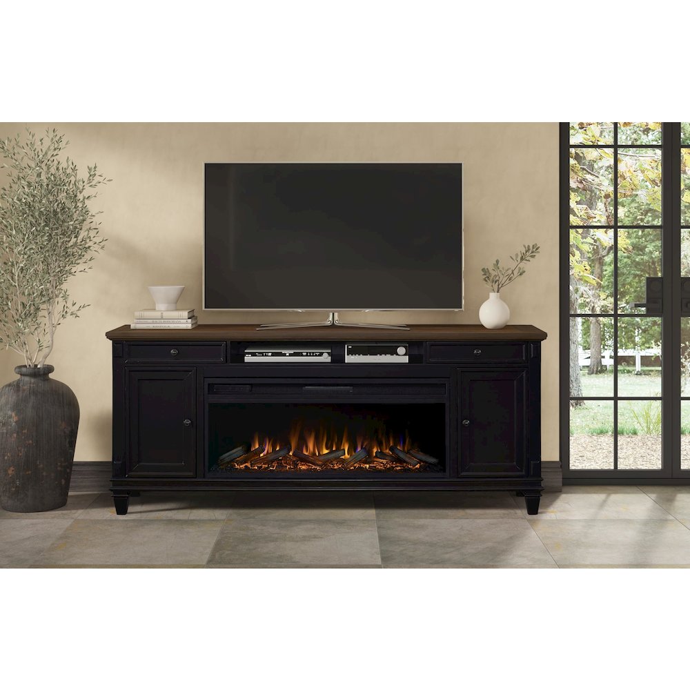Hartford Fireplace Console 76 " Fully Assembled, Black