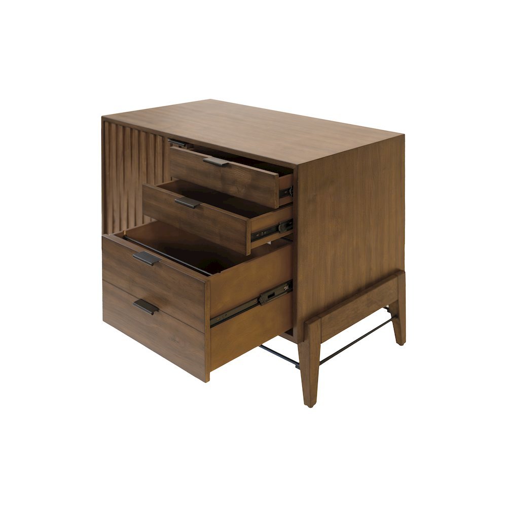 Small Console Table, File Drawer, 3 Drawers, Cabinet Storage, Brown