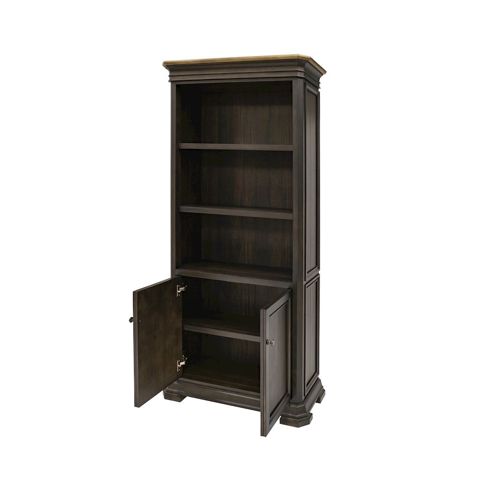 Executive Bookcase, Doors, Adjustable Shelves, Brown
