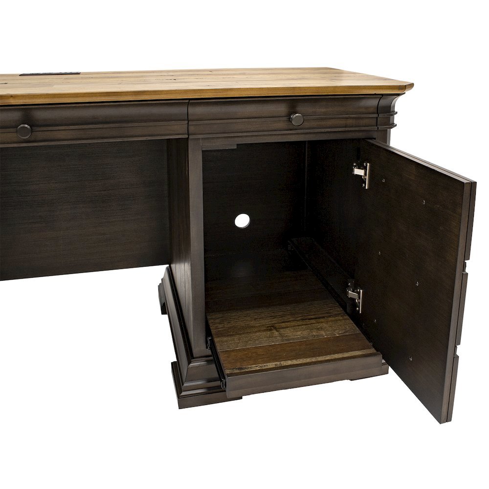 Brown Executive Desk With Drawers – Wooden Office Desk With File Storage