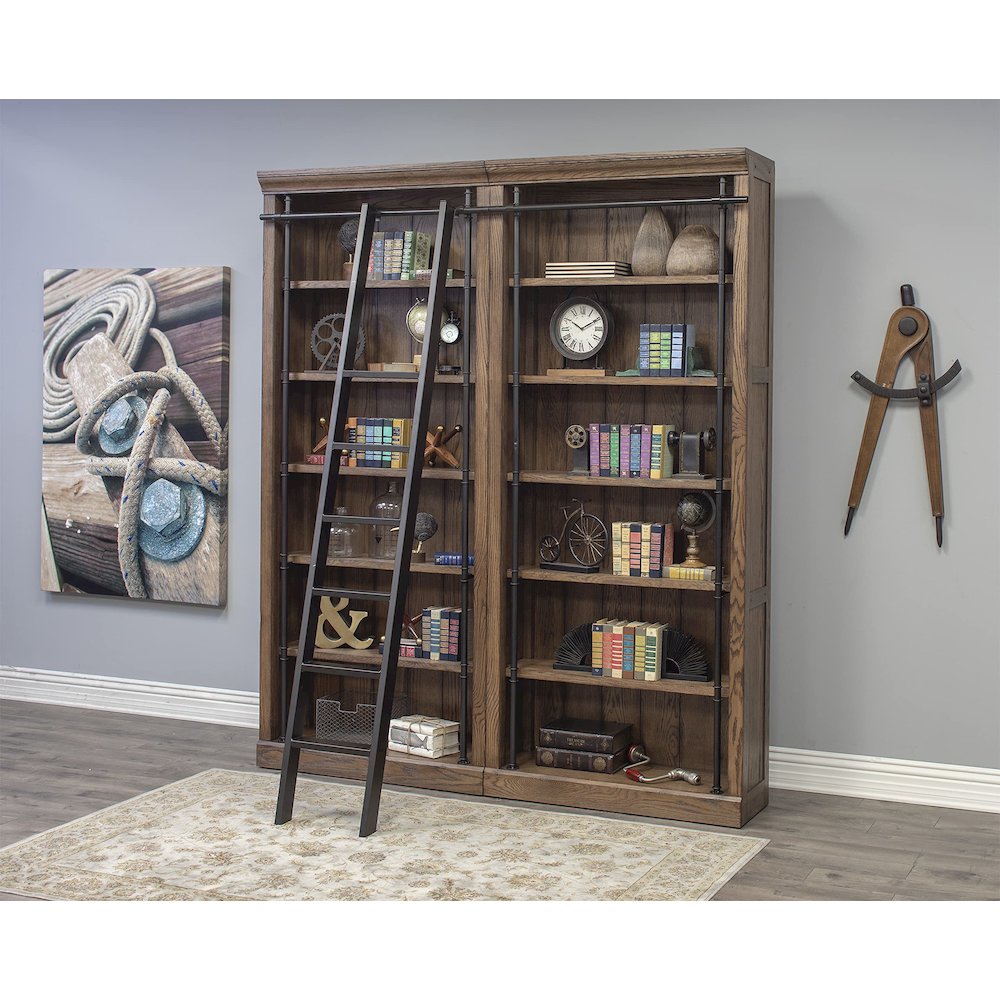 Avondale 8' Tall Bookcase Wall With Ladder, Storage