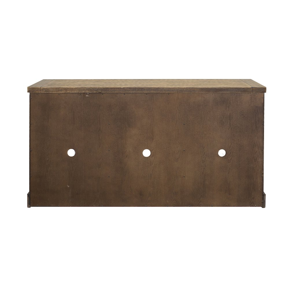 60" TV Console, Barn Door Entertainment Stand, Wood Accent Cabinet, Brown