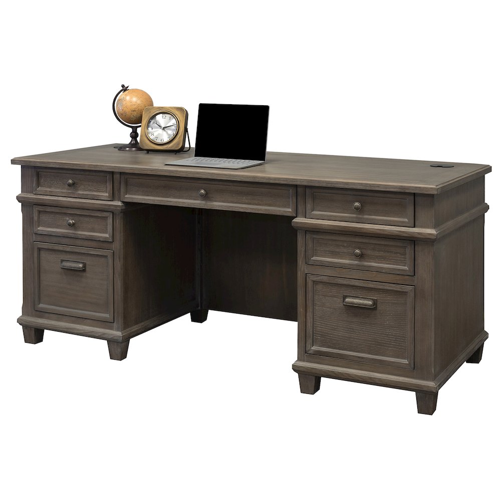 Carson Wood Double Pedestal Executive Desk, Gray