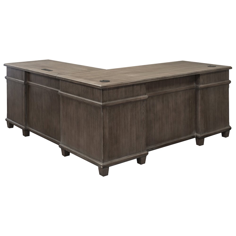 Carson Wood L-Desk & Return, Writing Table, Office Desk, Gray