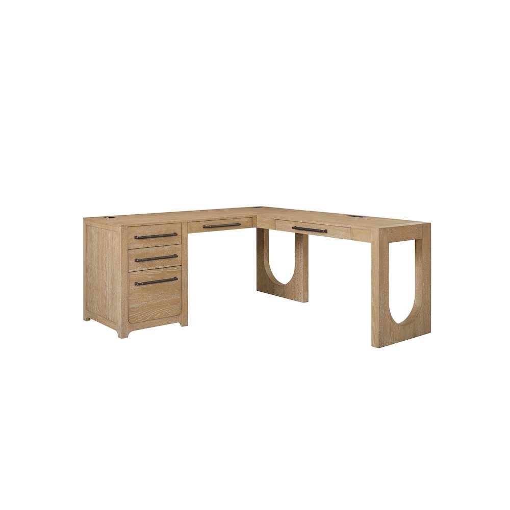 Canyon Drive Wood L-Shape Pedestal Desk with RHF Open Return