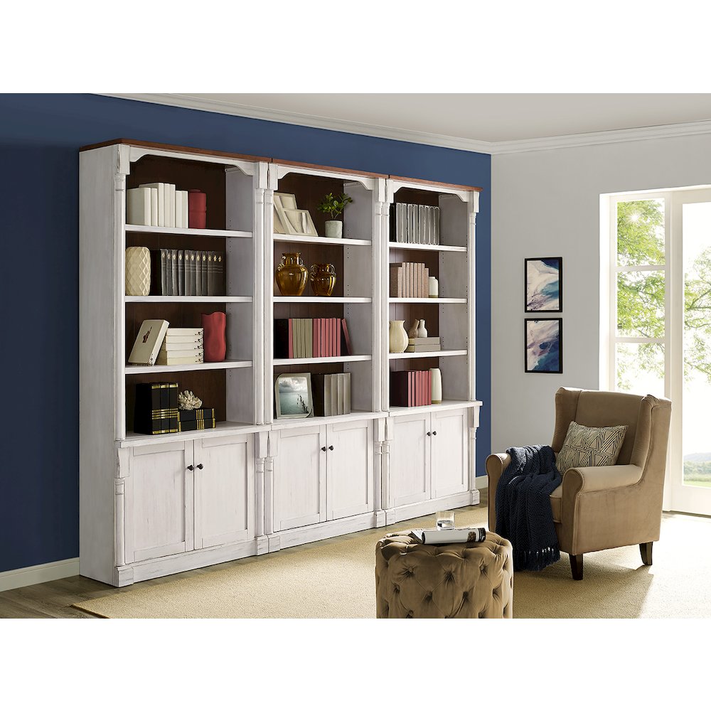 Durham Rustic 8' Wood Bookcase With Doors, White