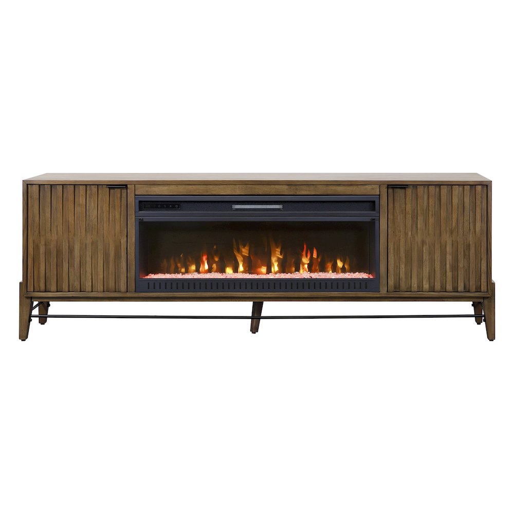 Delray 81 " Fireplace Console, Fully Assembed, Brown