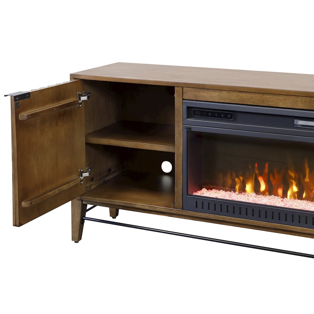 Delray 81 " Fireplace Console, Fully Assembed, Brown