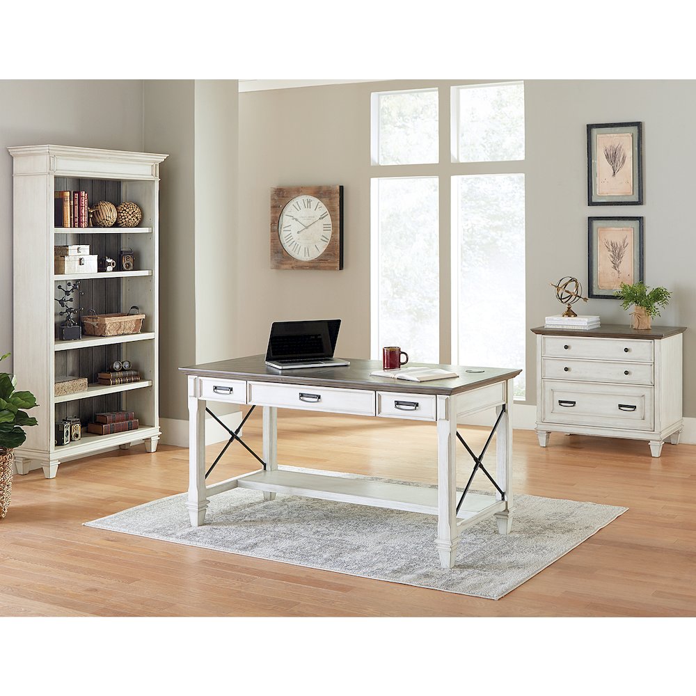 Hartford Open Wood Bookcase, White