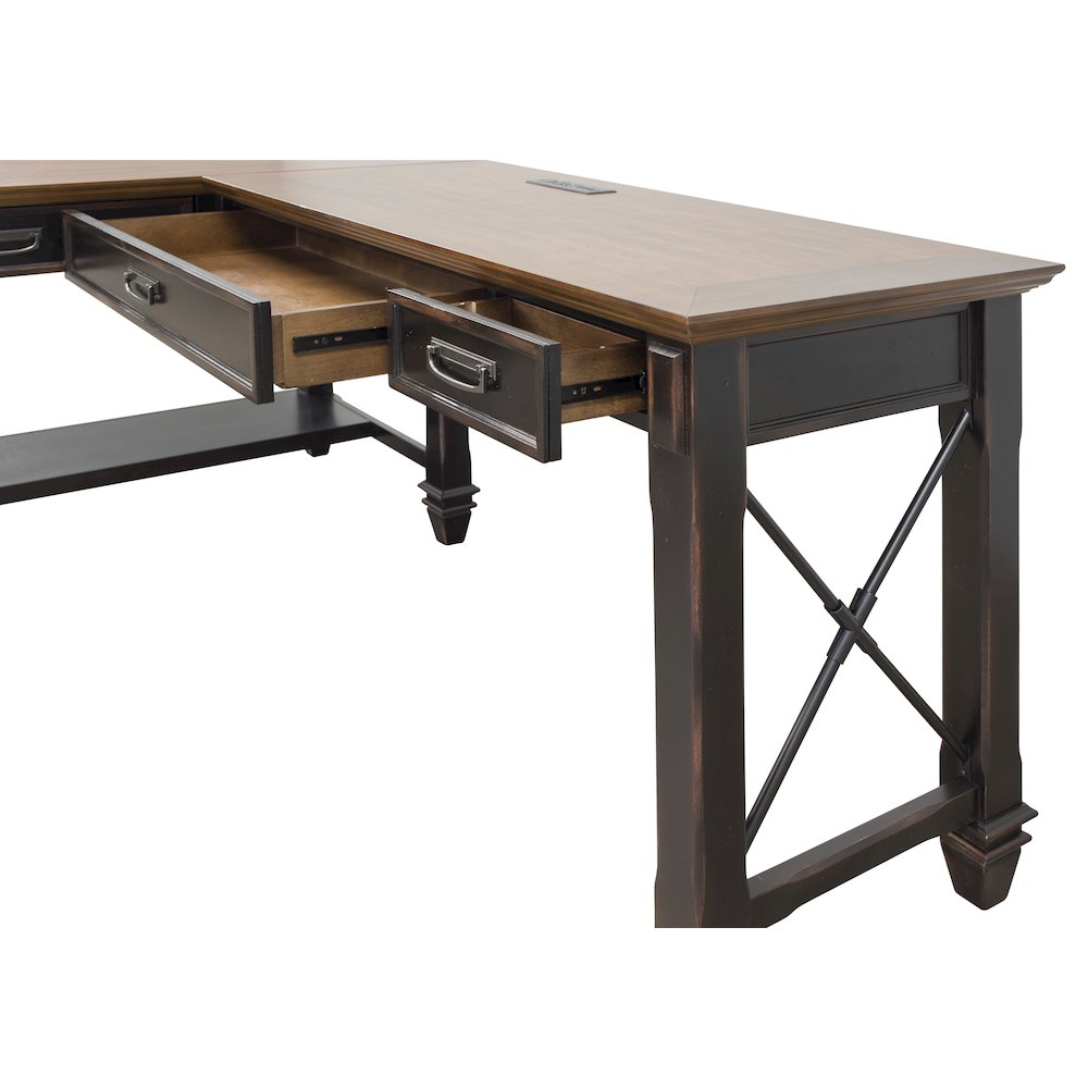 Hartford Wood Open L-Desk and Return, Writing Table and Return