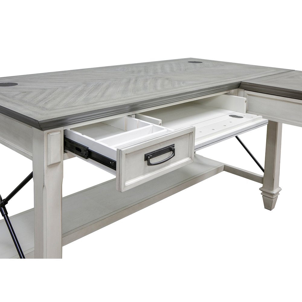 Hartford Wood Open L-Desk and Return, Writing Table and Return