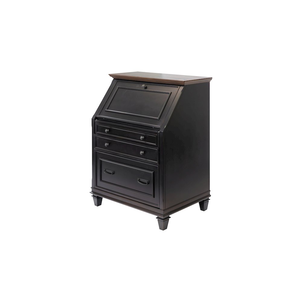 Hartford Wood Drop-Lid Secretary Desk, Fully Assembled, Black