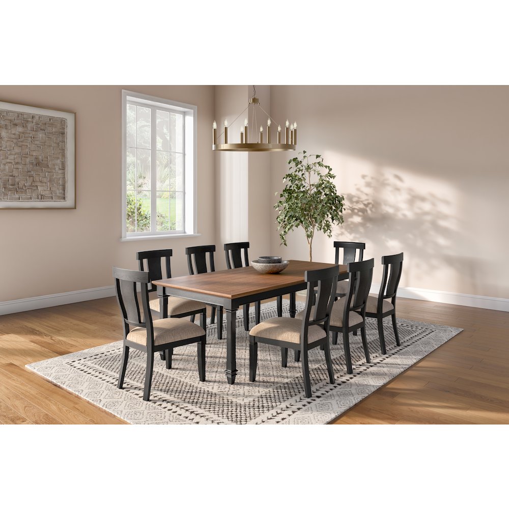 Hartford Traditional Wood Kitchen Extension Dining Table and Eight Chairs, Black