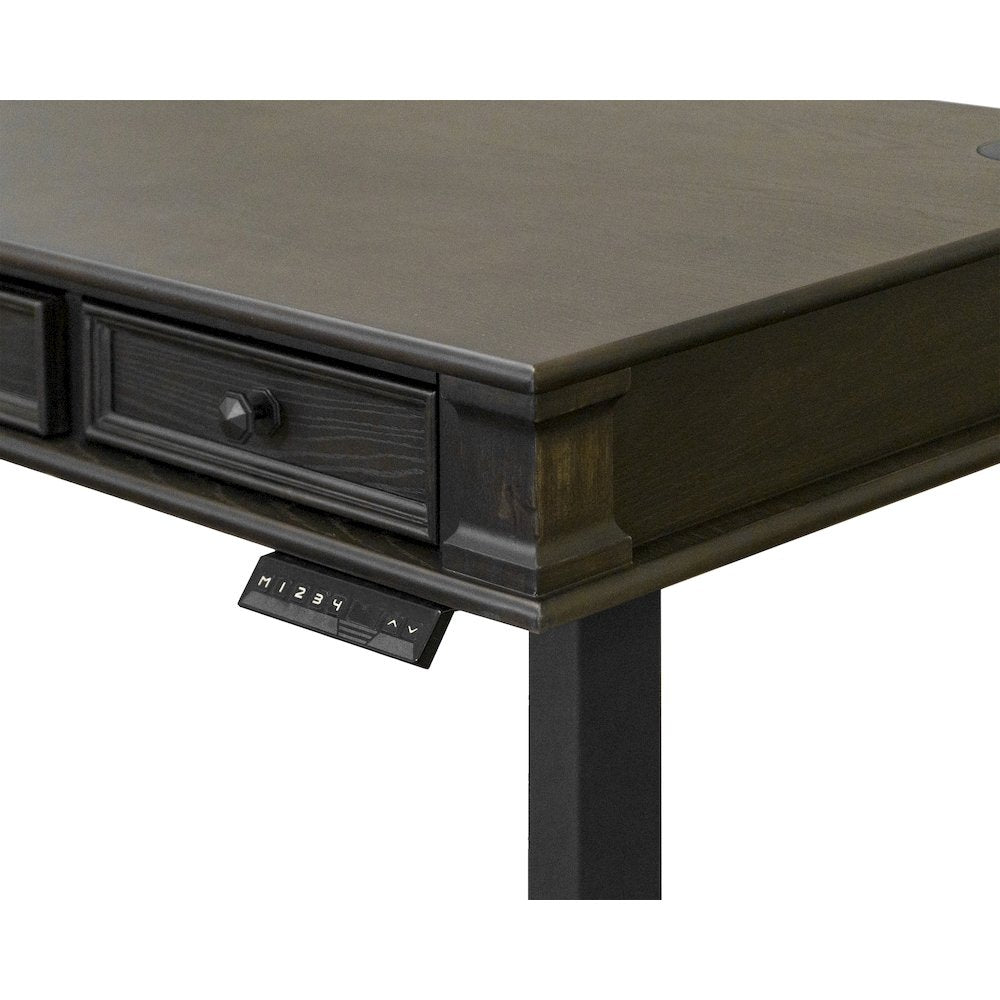 Kingston Wood Electronic Sit/Stand Desk, Dark Brown