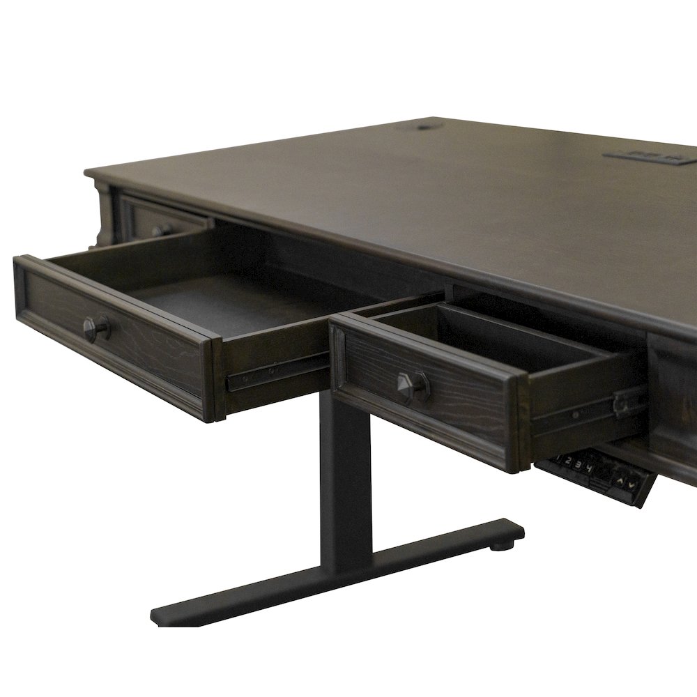 Kingston Wood Electronic Sit/Stand Desk, Dark Brown