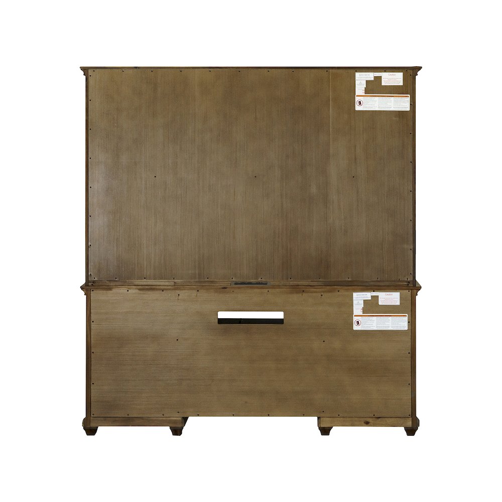 Porter Wood Hutch With Doors, Fully Assembled, Brown
