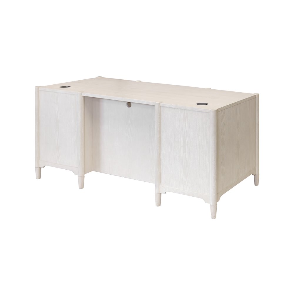 Wood Double Pedestal Executive Desk, Writing Table, Office Storage, White