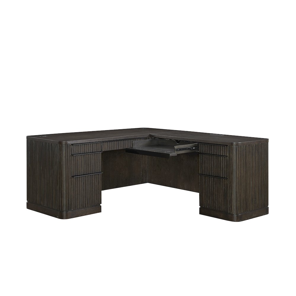 Tulane Pedestal L-Desk, Pedestal Desk, Office Desk, Brown