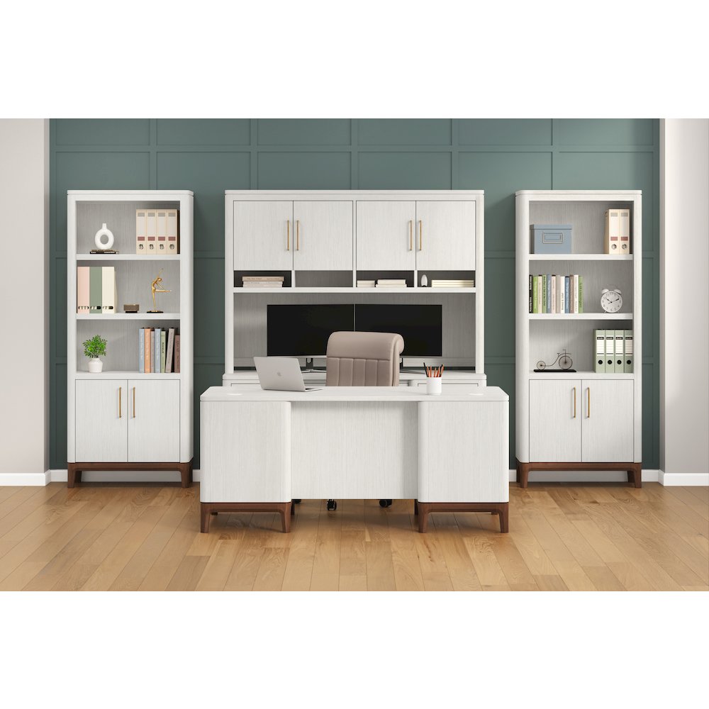 Contemporary Laminate Wood Bookcase with doors, Office Shelving, Storage Cabinet