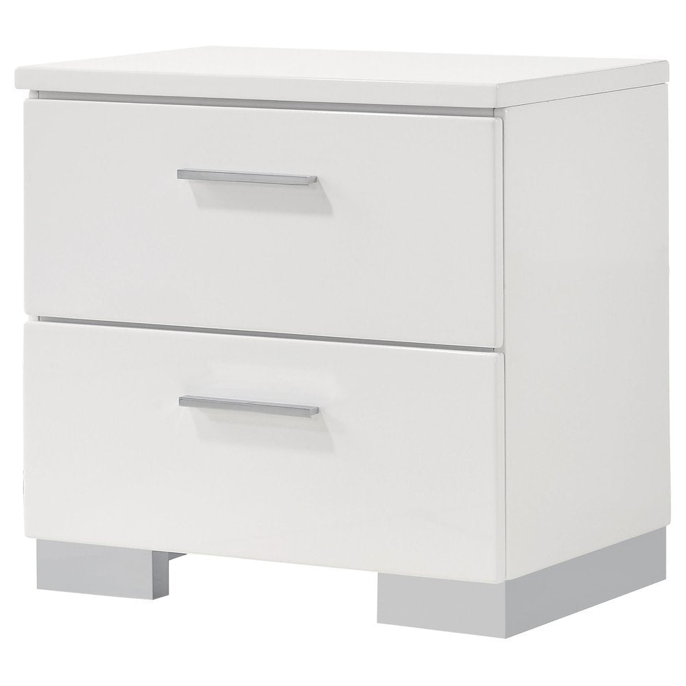 Modern 2-drawer White Nightstand with Drawers for Bedroom Storage